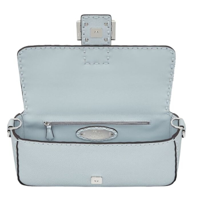 FENDI BAGUETTE LIGHT BLUE SELLERIA BAG WITH 612 HAND-SEWN TOPSTITCHES