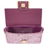 FENDI BAGUETTE MINI PINK SEQUIN BAG WITH FF