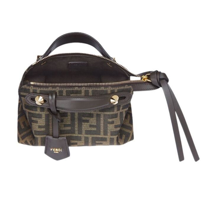 FENDI BY THE WAY SOFT MINI BROWN FF JACQUARD FABRIC MINI BAG