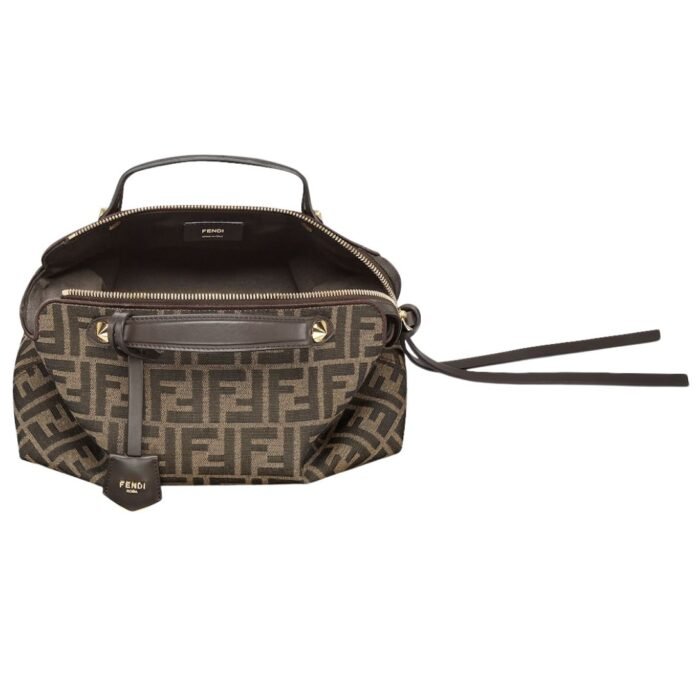 FENDI BY THE WAY SOFT MEDIUM BROWN FF JACQUARD FABRIC BAG