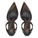 FENDI COLIBRÌ LITE HIGH-HEELED BLACK CHENILLE SLINGBACKS