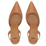 FENDI FIRST BROWN LEATHER HIGH-HEELED SLINGBACKS