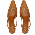 FENDI FFOLD LEATHER LOW HEELED SLINGBACKS