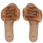 FENDI BAGUETTE MINK SLIDES