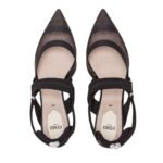 FENDI COLIBRÌ LEATHER AND MESH SLINGBACKS WITH MEDIUM HEEL