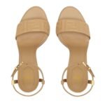FENDI DELFINA FF NAPPA LEATHER HIGH HEELED SANDALS