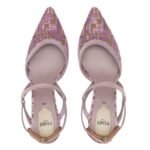 FENDI COLIBRÌ LITE FF JACQUARD VELVET MEDIUM-HEELED SLINGBACKS