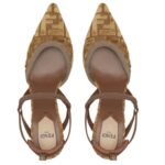 FENDI COLIBRÌ LITE FF JACQUARD VELVET MEDIUM-HEELED SLINGBACKS