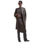 FENDI OVERCOAT DARK PURPLE LEATHER OVERCOAT