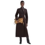 FENDI COAT DARK PURPLE GRAIN DE POUDRE WOOL COAT