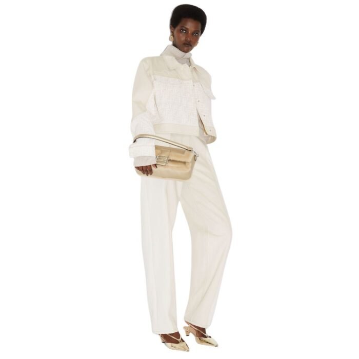 FENDI BLOUSON WHITE FF DENIM JACKET