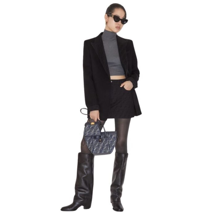 FENDI BLOUSON BLACK WOOL JACKET