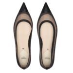 FENDI COLIBRÌ LEATHER AND FF MESH BALLET FLATS