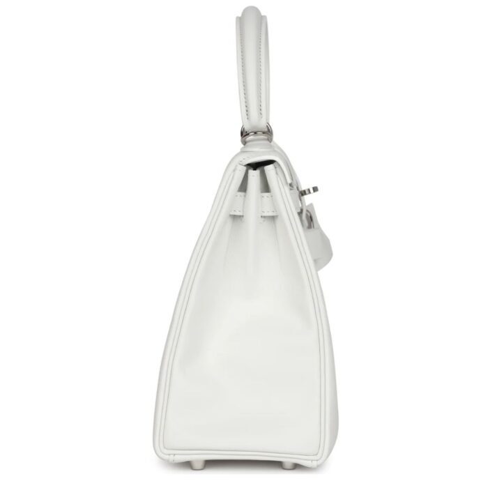 HERMÈS KELLY RETOURNE 25 NEW WHITE SWIFT PALLADIUM HARDWARE