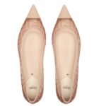 FENDI COLIBRÌ BLACK LEATHER AND BROWN FF MESH BALLET FLATS