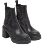 FENDI DOMINO BLACK LEATHER BIKER BOOTS