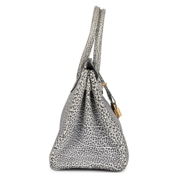 VINTAGE HERMÈS BIRKIN 30 WHITE DALMATIAN BUFFALO GOLD HARDWARE
