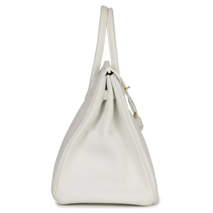 PRE-OWNED HERMÈS BIRKIN 35 WHITE CLEMENCE GOLD HARDWARE