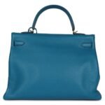 PRE-OWNED HERMÈS KELLY RETOURNE 35 COBALT CLEMENCE GOLD HARDWARE