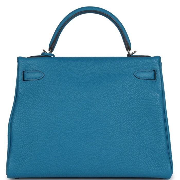HERMÈS KELLY RETOURNE 32 COBALT CLEMENCE PALLADIUM HARDWARE