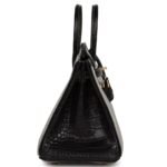 HERMÈS SPECIAL ORDER HSS BIRKIN 25 GRIS PERLE AND BLACK MATTE ALLIGATOR MISSISSIPPIENIS BRUSHED GOLD HARDWARE