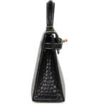 HERMÈS SPECIAL ORDER HSS KELLY SELLIER 20 GRIS PERLE AND BLACK MATTE ALLIGATOR GOLD HARDWARE