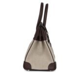 HERMÈS BIRKIN 30 BIVOUAC FICELLE CANVAS AND MOKA SWIFT PALLADIUM HARDWARE