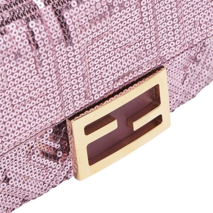 FENDI BAGUETTE MINI PINK SEQUIN BAG WITH FF