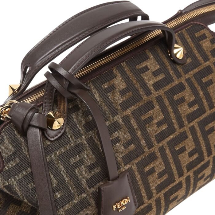 FENDI BY THE WAY SOFT MEDIUM BROWN FF JACQUARD FABRIC BAG