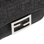 FENDI BAGUETTE MINI BLACK SUEDE BAG WITH FF IN CRYSTALS AND STUDS