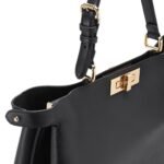 FENDI PEEKABOO SOFT LARGE BLACK LEATHER BAG