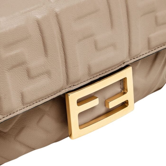 FENDI BAGUETTE MINI DOVE GRAY NAPPA LEATHER BAG
