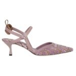 FENDI COLIBRÌ LITE FF JACQUARD VELVET MEDIUM-HEELED SLINGBACKS