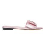 FENDI BAGUETTE MAUVE METALLIC LEATHER SLIDES