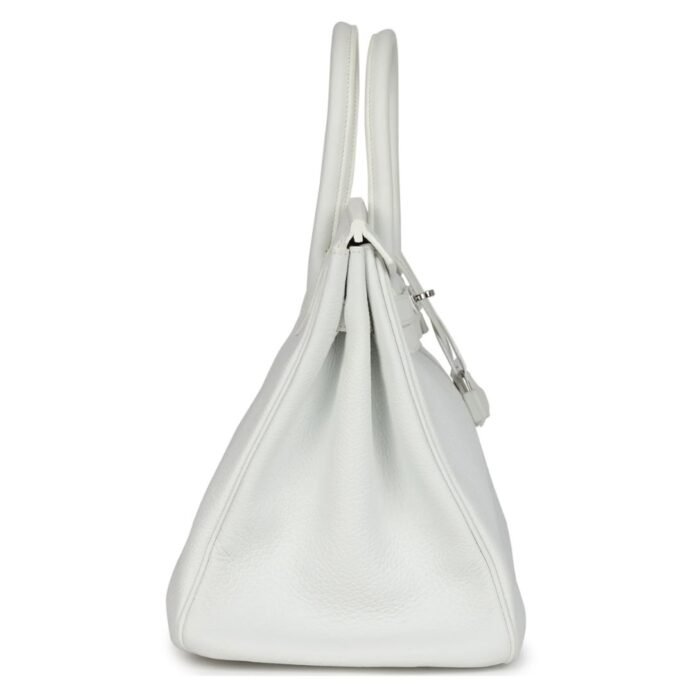 PRE-OWNED HERMÈS BIRKIN 35 WHITE CLEMENCE PALLADIUM HARDWARE