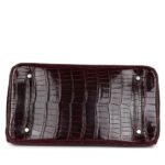 PRE-OWNED HERMÈS BIRKIN 35 BORDEAUX SHINY POROSUS CROCODILE PALLADIUM HARDWARE