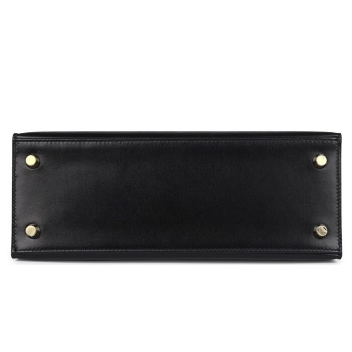 PRE-OWNED HERMÈS KELLY SELLIER 25 BLACK BOX GOLD HARDWARE