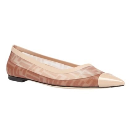 FENDI COLIBRÌ LEATHER AND FF MESH BALLET FLATS