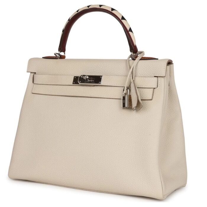 PRE-OWNED HERMÈS KELLY RETOURNE 32 CRAIE AU GALLOP TOGO PALLADIUM HARDWARE