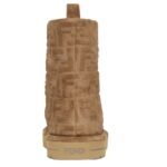 FENDI APRES CHIC BROWN FF CHAMOIS LOW BOOTS