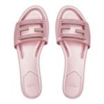 FENDI BAGUETTE MAUVE METALLIC LEATHER SLIDES