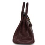 PRE-OWNED HERMÈS BIRKIN 25 ROUGE SELLIER MATTE POROSUS CROCODILE GOLD HARDWARE