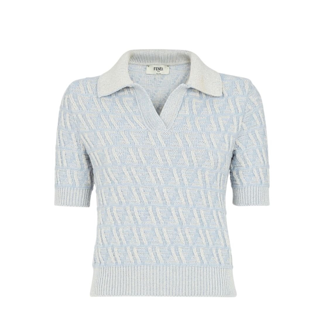 1 FENDI SWEATER FF WOOL AND CASHMERE POLO SHIRT