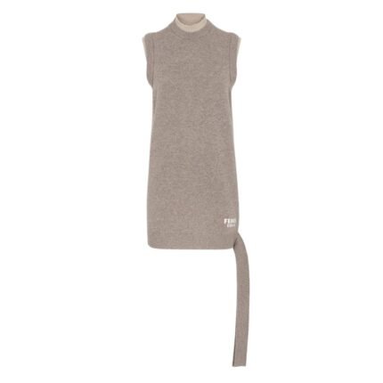 FENDI DOVE GRAY WOOL AND CASHMERE DRESS