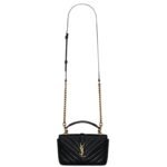 SAINT LAURENT COLLEGE MINI CHAIN BAG IN SHINY CRACKLED LEATHER