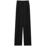 SAINT LAURENT WIDE LEG PANTS IN GRAIN DE POUDRE