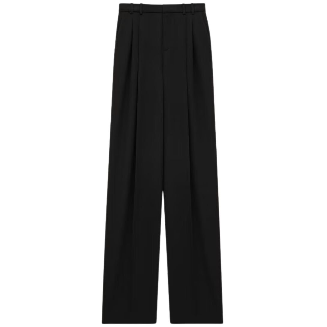 1 SAINT LAURENT WIDE LEG PANTS IN GRAIN DE POUDRE