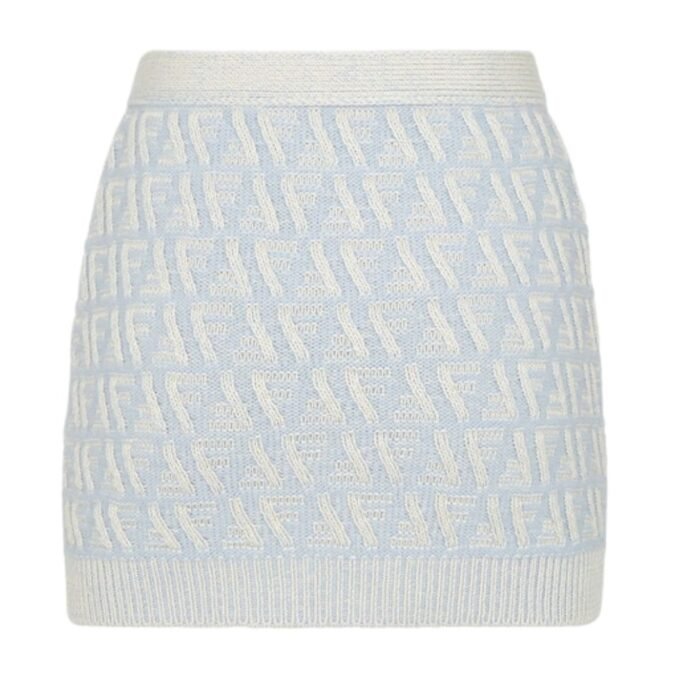 FENDI FF CASHMERE AND WOOL MINI SKIRT
