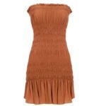SAINT LAURENT SMOCKED DRESS IN STRETCH JERSEY