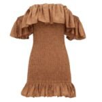SAINT LAURENT SMOCKED DRESS IN CANVAS